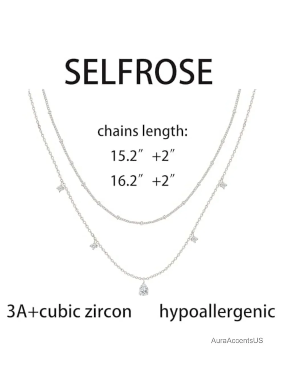 Layered Necklace Set for Women - Dainty Gold Plated Stack with Zirconia Charm,